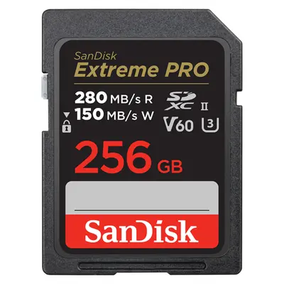 SANDISK 215493, SDXC EXTREME PRO KÁRTYA 256GB, 280/150 MB/s, UHS-II, V60,C10
