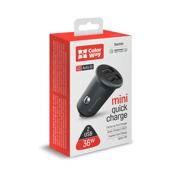 COLORWAY Autós töltő, CW-CHA036Q-GR 2USB Quick Charge 3.0 (36W) szürke – 8. kép