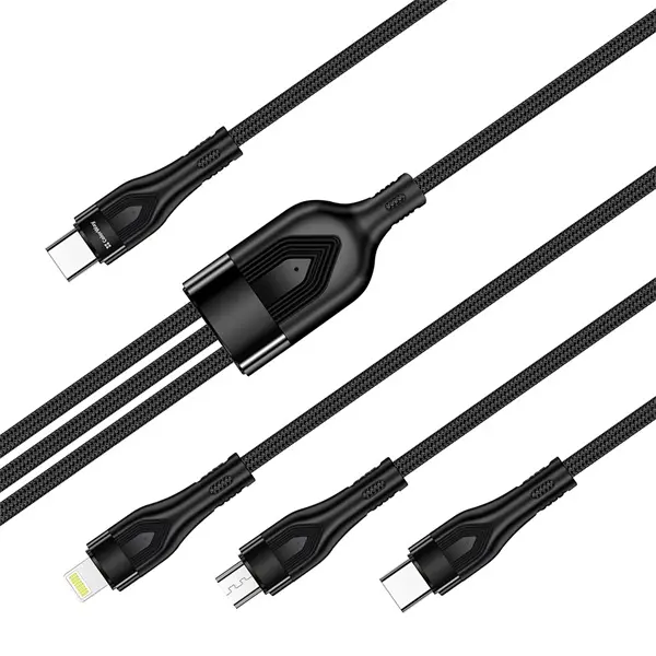 COLORWAY Kábel Type-C CW-CBPDU3060-BK, 3B1 (Lightning+MicroUSB+Type-C) 3.0A (PD60W adatok) 1.2 fekete – 3. kép