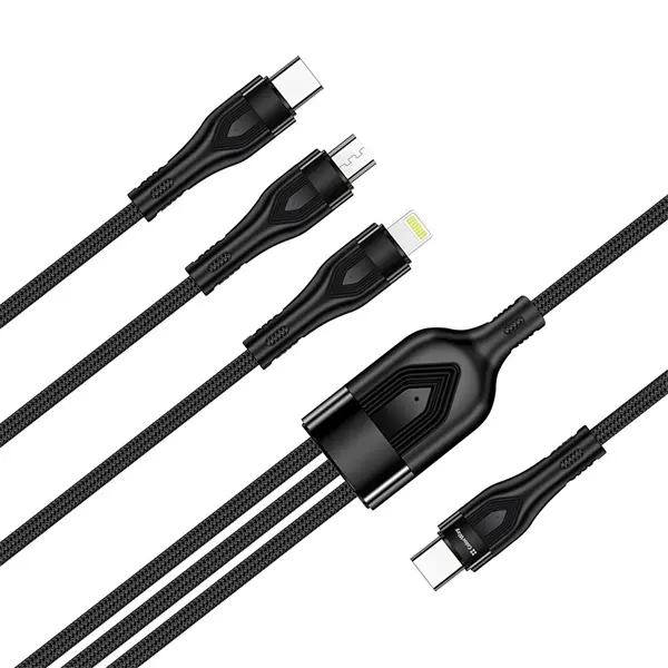 COLORWAY Kábel Type-C CW-CBPDU3060-BK, 3B1 (Lightning+MicroUSB+Type-C) 3.0A (PD60W adatok) 1.2 fekete – 4. kép