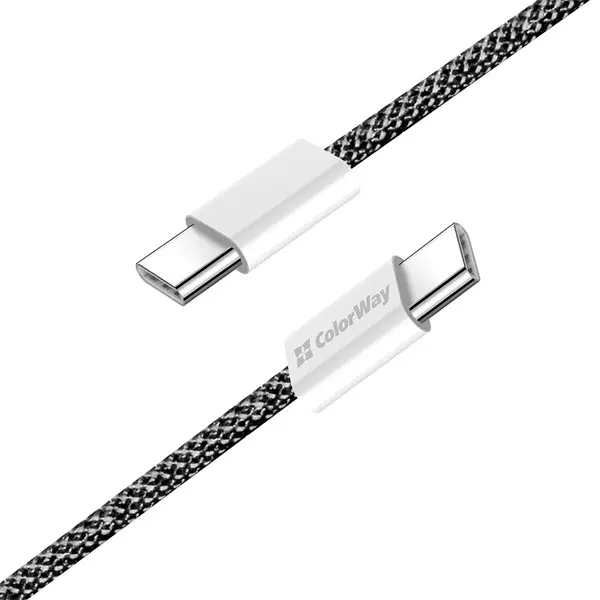 COLORWAY Kábel Type-C CW-CBPDCC061-BK, fonott pamut, PD Fast Charging 60W, 3,0A 1M fekete – 6. kép