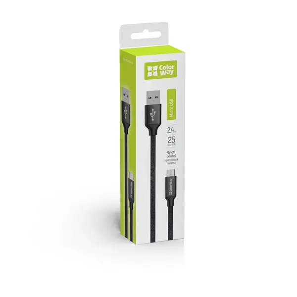 COLORWAY Kábel, USB CW-CBUC048-BK, Type-C 2.4A 25CM fekete – 6. kép