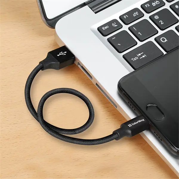 COLORWAY Kábel, USB CW-CBUC048-BK, Type-C 2.4A 25CM fekete – 7. kép
