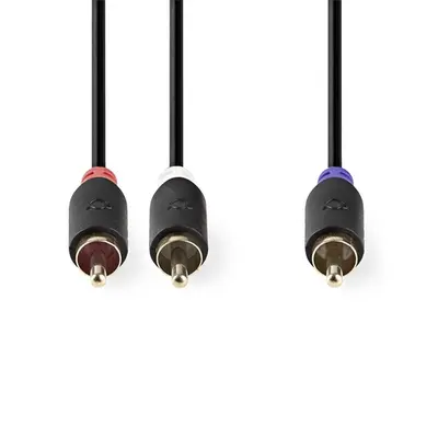 Nedis CABW24000AT30 RCA dugó - 2x RCA dugó, mélynyomó kábel, 3m – 2. kép
