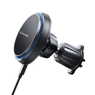 COLORWAY Autós töltő, MagSafe 360°-os légtelenítő 15W fekete vezeték nélküli autós töltő, légtelenítő 15W fekete – 2. kép
