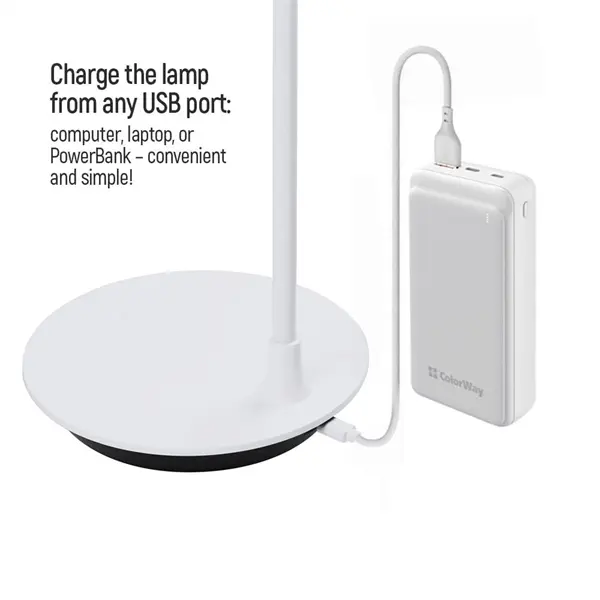 COLORWAY Asztali LED lámpa, Portable & Flexible 360, beépített akkumulátorral, Fehér (CW-DL12FB-W) – 4. kép