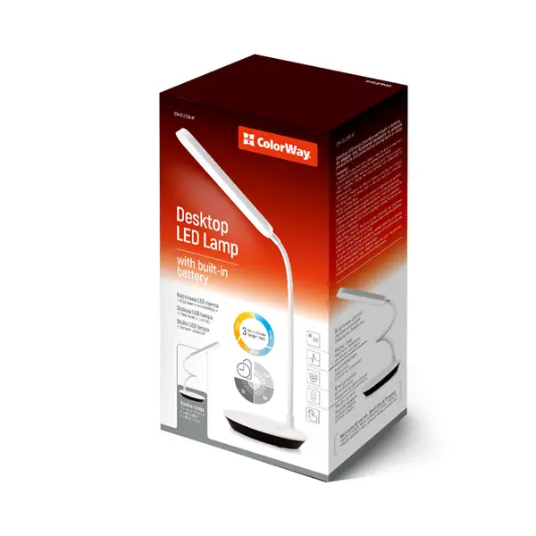 COLORWAY Asztali LED lámpa, Portable & Flexible 360, beépített akkumulátorral, Fehér (CW-DL12FB-W) – 5. kép