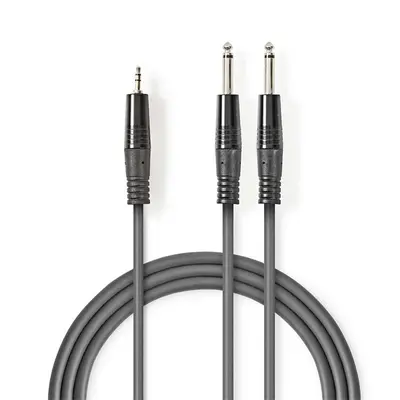 Nedis COTH23200GY30 félprofi audio kábel, 3,5mm sztero jack dugó - 2 x 6,35mm mono jack dugó, 3m, rugalmas