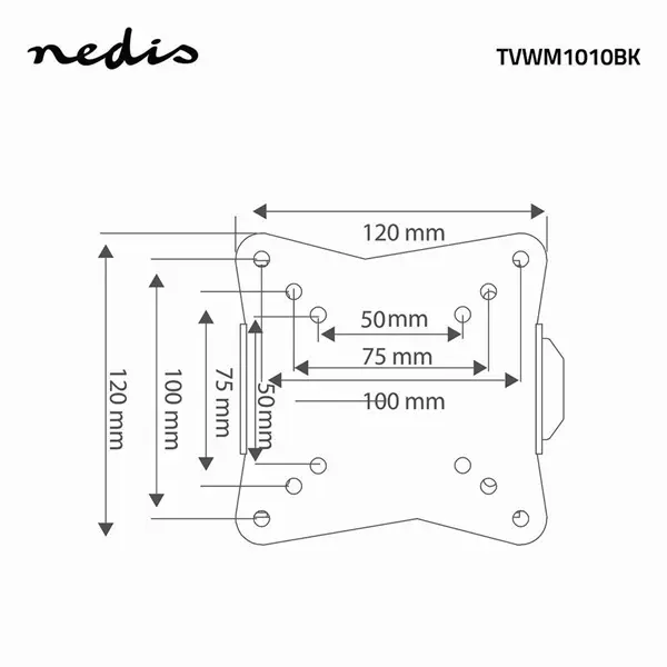 Nedis TVWM1010BK LCD TV / monitor fali tartó konzol, 13-27", max. teherbírás 30 kg, faltáv:20mm, acél – 5. kép
