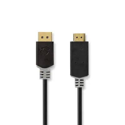 Nedis CCBW37100AT20 displayport dugó - HDMI dugó kábel, 4K@30Hz, aranyozott, 2 m