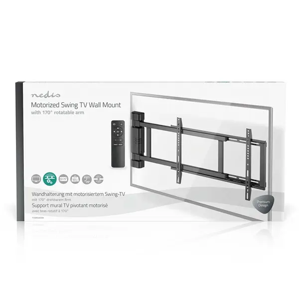 Nedis TVWM5860BK LCD TV / monitot motoros fali tartó konzol, 32-75", max. teherbírás 60 kg, faltáv:56mm, távirányító – 7. kép