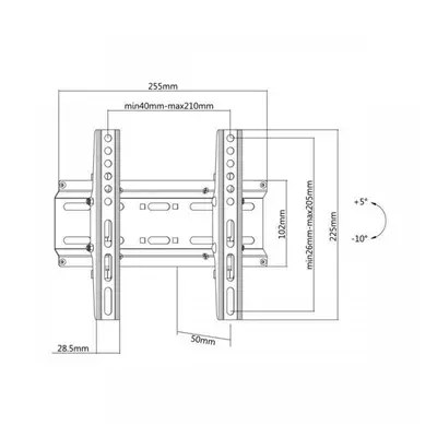 SBOX PLB-2522T-2 Fali konzol,dönthető,23-43 (58-109cm),45Kg,VESAmax:200x200 – 2. kép