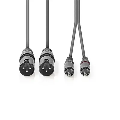 Nedis COTH15210GY30 unbalanced/aszimmetrikus félprofi XLR audio kábel, 2x XLR 3 tűs dugó - 2x RCA dugó, 3m – 2. kép