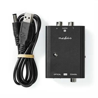Nedis ACON2508BK, analóg - digitális audio konverter, 2x RCA bemenet - digitális koax / toslink kimenet