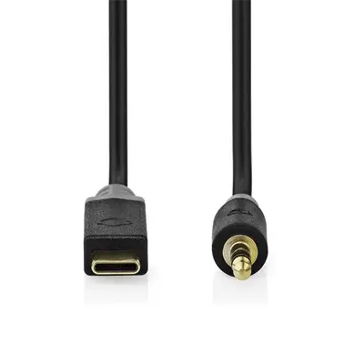 Nedis CCBW65950AT10 USB-C (USB C) dugó - 3,5 mm sztereo jack dugó kábel, aranyozott csatlakozók, 1m