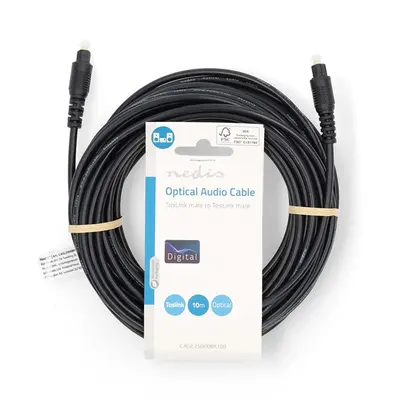 Nedis CAGL25000BK100 optikai audio kábel, TosLink dugó, hossz 10m
