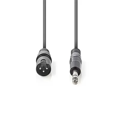 Nedis COTH15100GY15 balanced/szimmetrikus félprofi audio kábel, 6,35mm sztereo jack dugó - 3p XLR dugó, hossz 1,5m