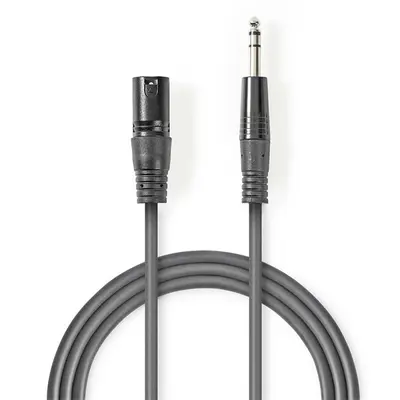 Nedis COTH15100GY30 balanced/szimmetrikus félprofi audio kábel, 6,35mm sztereo jack dugó - 3p XLR dugó, hossz 3m – 2. kép
