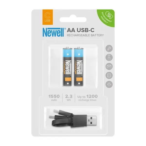 NEWELL USB-C 1550 ceruza elem akkumulátor, R6, AA, tartozék USB-A / USB-C kábel, 40 hónap garancia – 5. kép