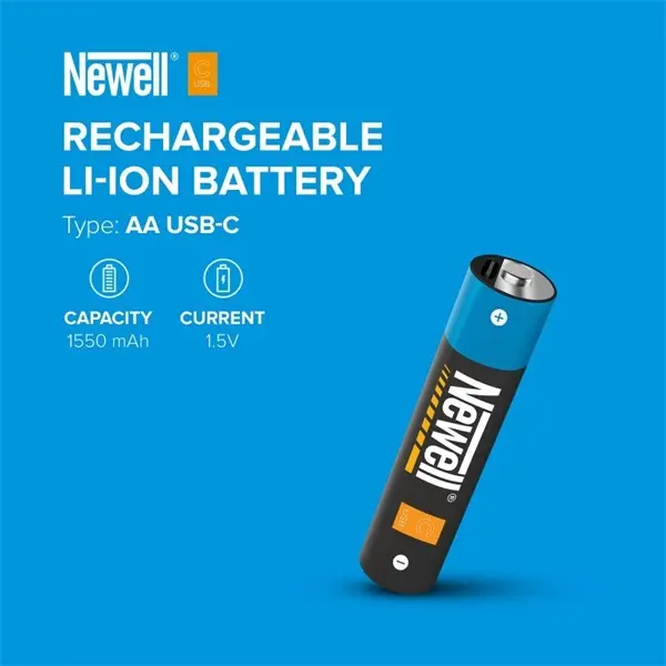 NEWELL USB-C 1550 ceruza elem akkumulátor, R6, AA, tartozék USB-A / USB-C kábel, 40 hónap garancia – 6. kép