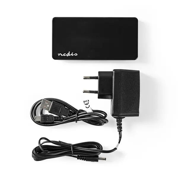 Nedis UHUBU2730BK aktív 7 portos USB HUB, USB 2.0, 5V táp
