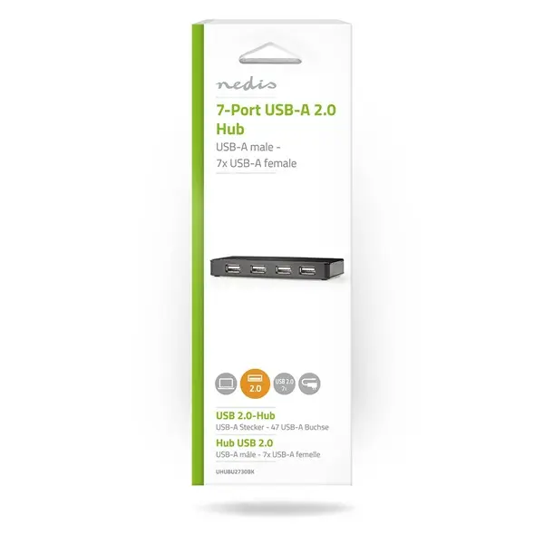 Nedis UHUBU2730BK aktív 7 portos USB HUB, USB 2.0, 5V táp – 4. kép
