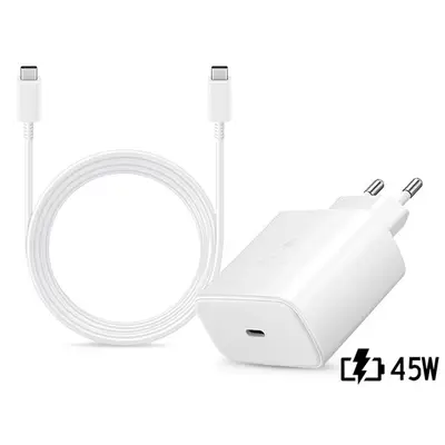 Samsung gyári hálózati töltő adapter TypeC bemenet 1,8 m Typ-C TypeC kábel 45W EPTA845EWE EPDX510JWE fehér ECO csom