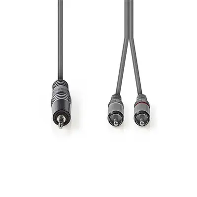 Nedis COTH22200GY15 félprofi audio kábel, 3,5mm sztero jack dugó - 2 x RCA dugó, 1.5m, rugalmas – 2. kép