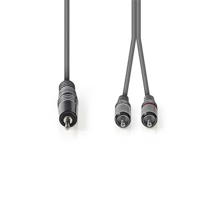 Nedis COTH22200GY30 félprofi audio kábel, 3,5mm sztero jack dugó - 2 x RCA dugó, 3m, rugalmas – 2. kép