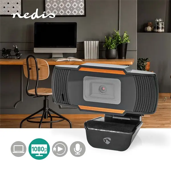 Nedis WCAM100BK (webcam) webkamera 1920x1080 full Hd, 30fps, sztereo mikrofon, lencsevédő – 5. kép