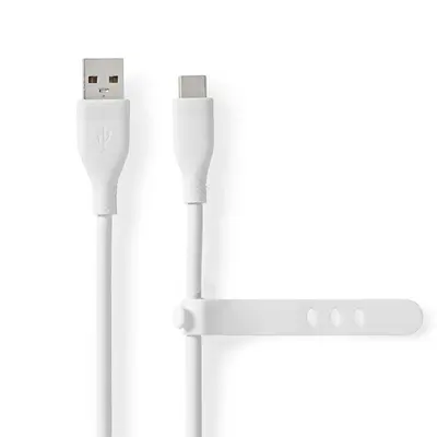 Nedis CCGB60800WT15 flexibilis USB A - USB C (USB-C) kábel, USB2.0, 15W, hossz 1,5m, fehér rugalmas szilikon – 2. kép