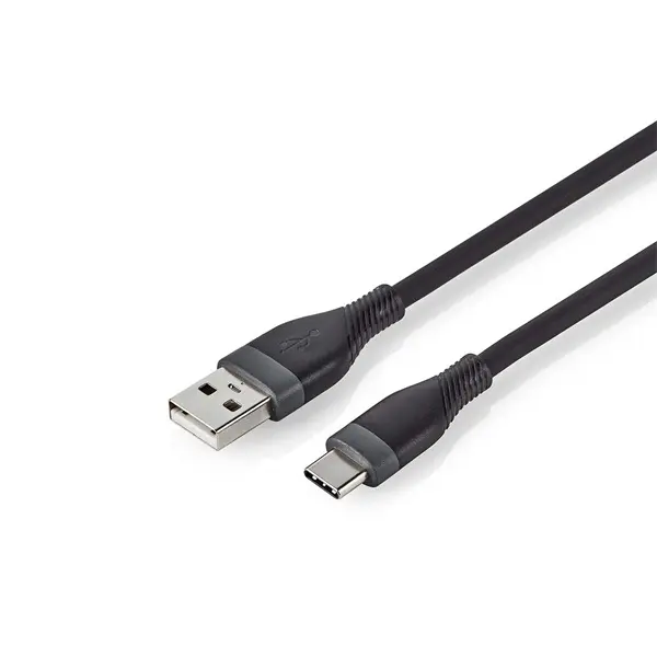 Nedis CCGB60800BK15 flexibilis USB A - USB C (USB-C) kábel, USB2.0, 15W, hossz 1,5m, fekete rugalmas szilikon – 3. kép