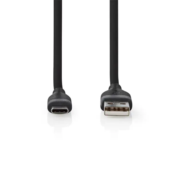 Nedis CCGB60800BK15 flexibilis USB A - USB C (USB-C) kábel, USB2.0, 15W, hossz 1,5m, fekete rugalmas szilikon – 4. kép