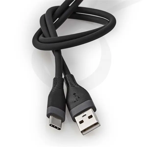 Nedis CCGB60800BK15 flexibilis USB A - USB C (USB-C) kábel, USB2.0, 15W, hossz 1,5m, fekete rugalmas szilikon – 6. kép