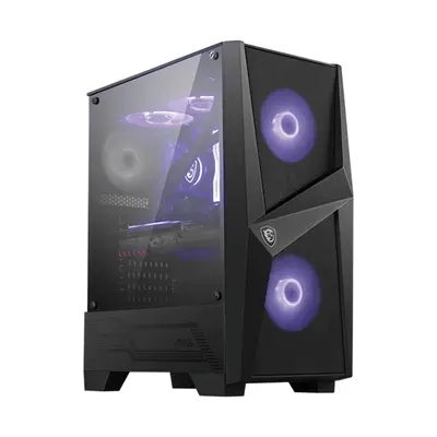 MSI Ház Midi ATX FORGE 100M, 2xARGB ventilátor, Tápegység nélkül, üvegfalú, fekete