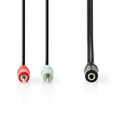 Nedis CAGB22160BK02 sztereo audio kábel, 2x 3,5 mm jack dugó - 3,5 mm sztereo jack aljzat, 0,20m – 2. kép