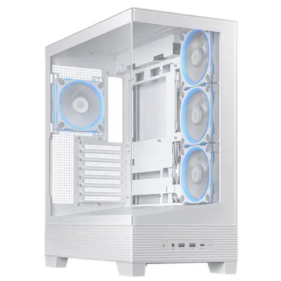 ASUS Ház A31 Plus, Tápegység nélkül, Fehér, Üvegfalú