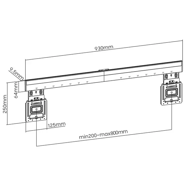 Nedis TVWM5090BK LCD TV / monitor fali tartó konzol, 43-100" Max. teherbírás: 75 kg, faltáv:9,5mm – 7. kép