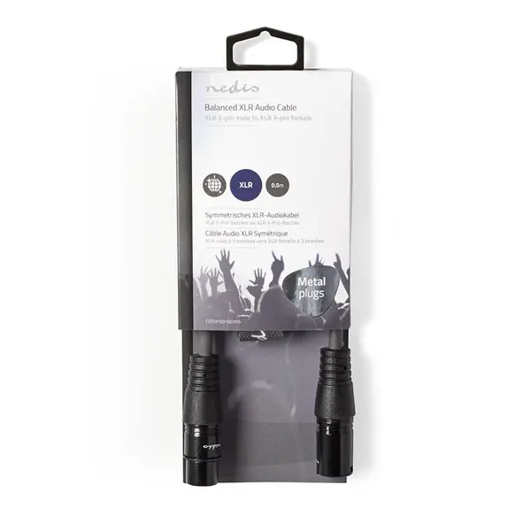 Nedis COTH15010GYO5 balanced/szimmetrikus félprofi XLR audio kábel,XLR dugó- aljzat, 0.5m, rugalmas – 3. kép