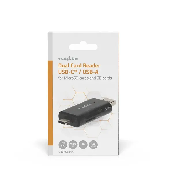 Nedis CRDRU2110BK USB2.0 - USBC kártyaolvasó microSD (TF) / microSDHC (TF) / microSDXC (TF) / SD / SDHC / SDXC – 6. kép
