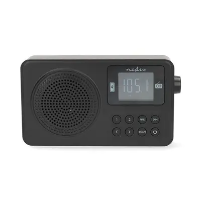 Nedis RDFM2225BK hordozható FM rádió, digitális hangolás, Bluetooth, Fejhallgató kimenet, Ébresztőóra, akkumulátor – 2. kép