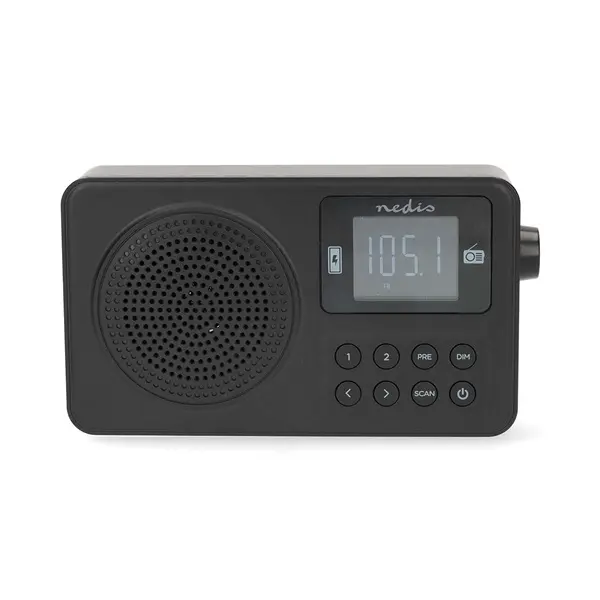 Nedis RDFM2225BK hordozható FM rádió, digitális hangolás, Bluetooth, Fejhallgató kimenet, Ébresztőóra, akkumulátor – 2. kép