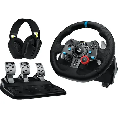 LOGITECH Játékvezérlő - G29 Driving Force Racing Kormány PS3/PS4/PS5/PC + G435 Vezeték nélküli Gaming headset, fekete