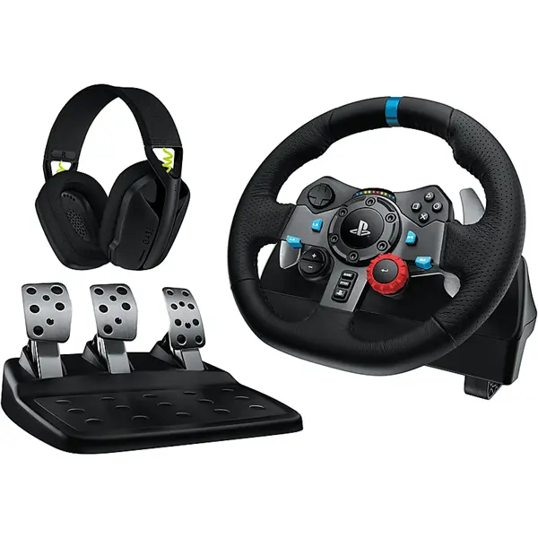 LOGITECH Játékvezérlő - G29 Driving Force Racing Kormány PS3/PS4/PS5/PC + G435 Vezeték nélküli Gaming headset, fekete