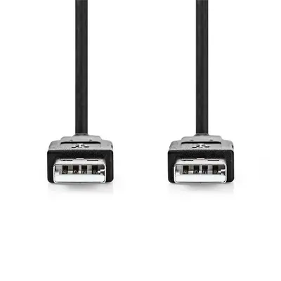 Nedis CCGL60000BK20 USB A apa - USB-A apa kábel, USB2.0, hossz: 2m