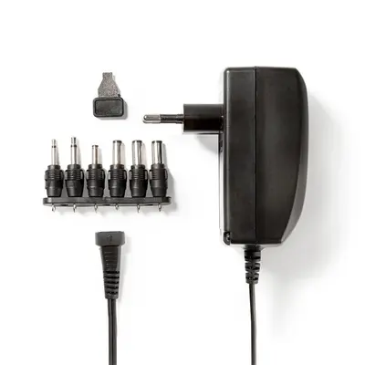 Nedis ACPA007 univerzális AC-DC tápegység, állítható 3V-12V, 2,25A, 27W, 6 cserélhetó táp dugó