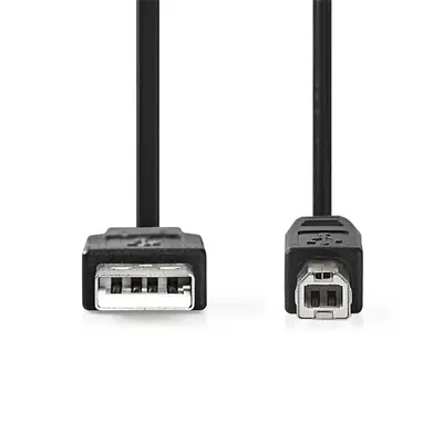 Nedis CCGL60100BK05 USB2.0, USB A - B kábel, 480Mbs, 10W, hossz 0,5m