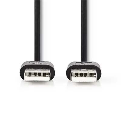 Nedis CCGL60001BK20 USB A apa - USB-A apa kábel, USB2.0, hossz: 2m