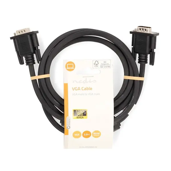Nedis CCGL59000BK20, VGA kábel, VGA dugó - dugó, Maximális felbontás: 1280x768, hossz: 2m – 3. kép