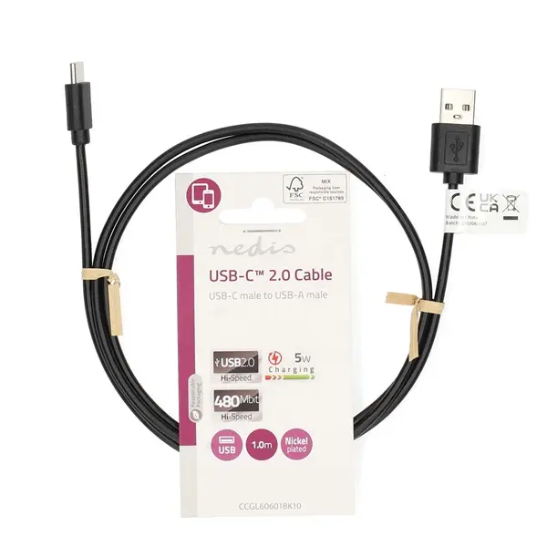 Nedis CCGL60601BK10 USB A - USB C (USB-C) kábel, 5W, hossz 1m – 3. kép